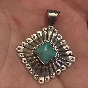 Vintage Sterling Silver and Turquoise Pendant